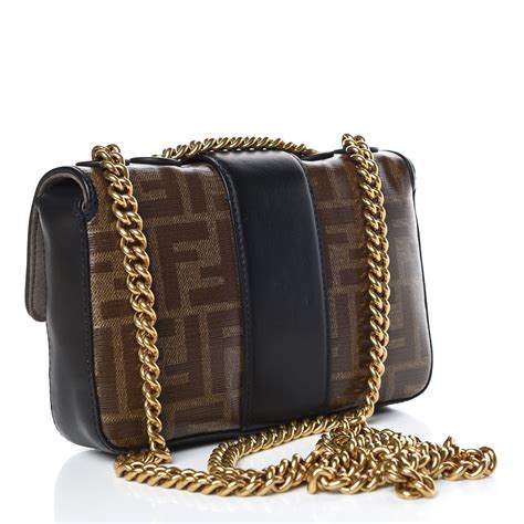 fendi double f mini leather shoulder bag mogano caramel|FENDI Glazed Fabric Vitello Century FF 1974 Stamp Patch Mini .